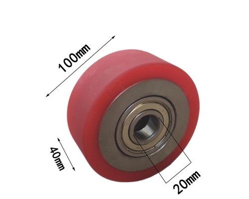 Heavy Duty PU Rubber Rollers With Bearings Double Rail Wheel OD100MM 1 Ton Unpowered